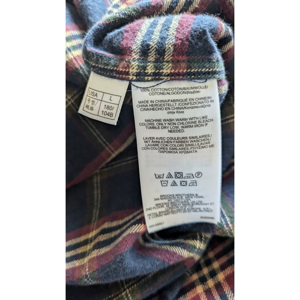 Vintage Brooks Brothers Plaid Cotton Long Robe, Pockets & Interior Tie, No Belt - Picture 9 of 12